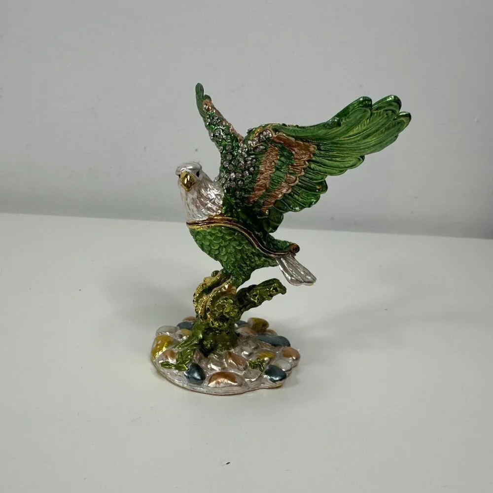 Millwood Pines Austrian Crystal Enamelled American Bauld Eagle Trinket Box